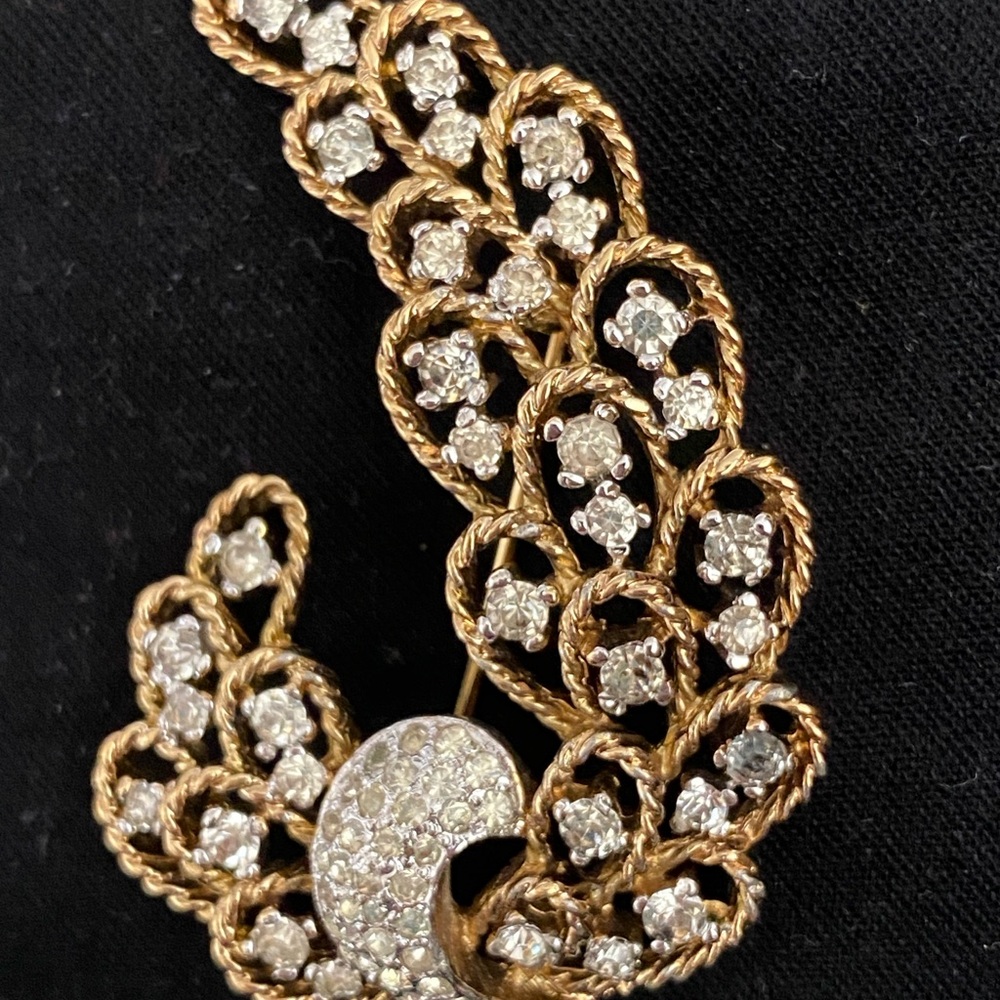 Rare Gold-Tone w/Rhinestones PANETTA Brooch